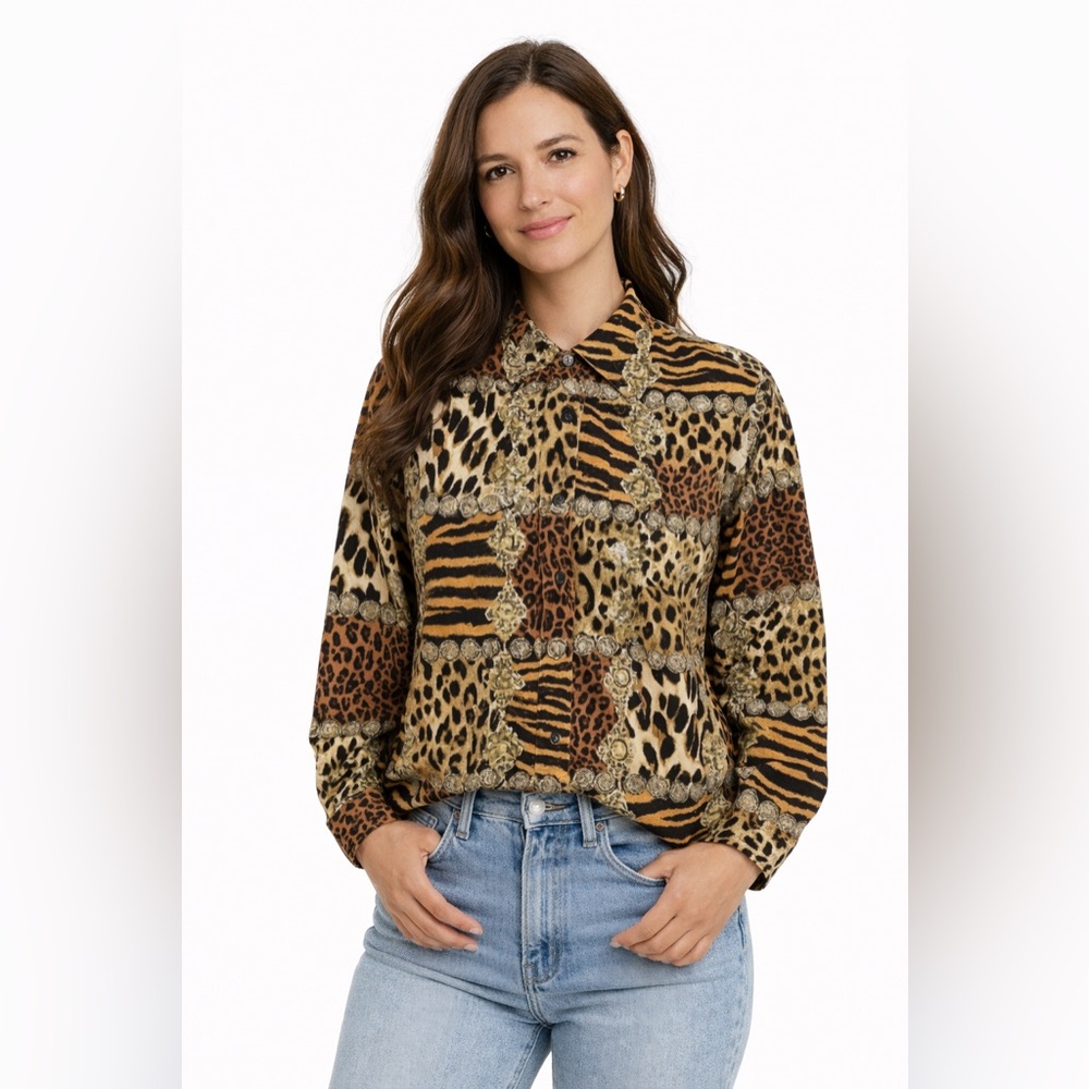 Retro Y2K silk safari blouse
